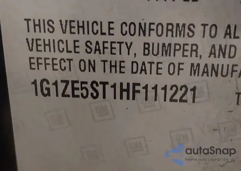 2017 Chevrolet Malibu 1Lt from USA, damaged, VIN 1G1ZE5ST1HF111221